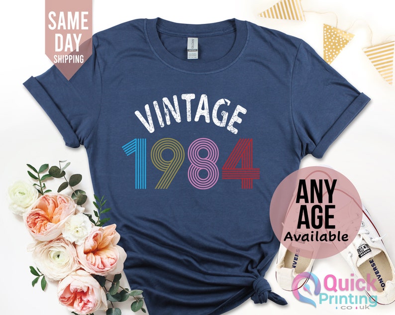 Ladies 40th Birthday Shirt 2024, 40th Birthday Gifts for women, 1984 Vintage Birthday Shirt, Vintage Birthday gift shirt, Mum Birthday Gift Navy Blue
