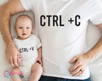 Ctrl + C, Ctrl + V matchande pappa och barn t-shirts, Kopiera och klistra t-shirtset, Kopiera och klistra pappa och dotter t-shirts - Ny babypresent, pappa t-shirt