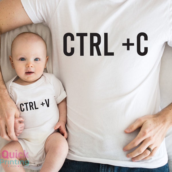 Ctrl + C, Ctrl + V matching dad and kids t shirts, Copy Paste Shirt Set, Copy And Paste Daddy And Daughter Shirts -New Baby Gift,dad t shirt