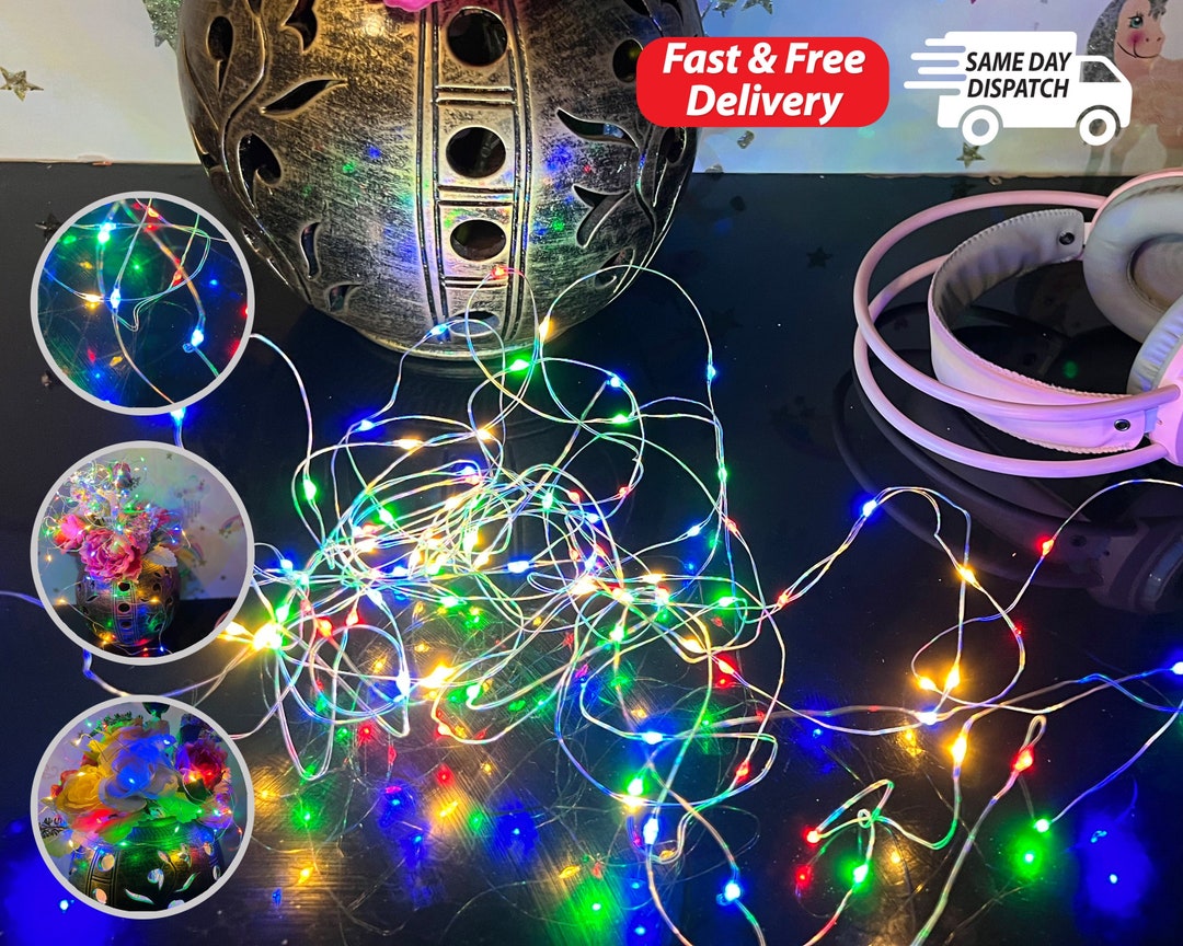 LED Fairy Lights 10m 100pcs Battery/ USB Operated Multicolour LED Bulbs ...