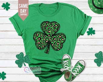 Shamrock T-Shirt: Leopard Clover, St. Patrick's Day Top Tee