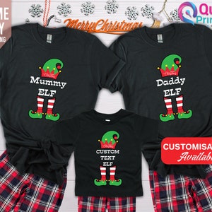 Personalized Family pajamas,personalised christmas elf , red and green, Custom Family Elf Pajamas, Matching Christmas Shirt, Family Xmas PJs
