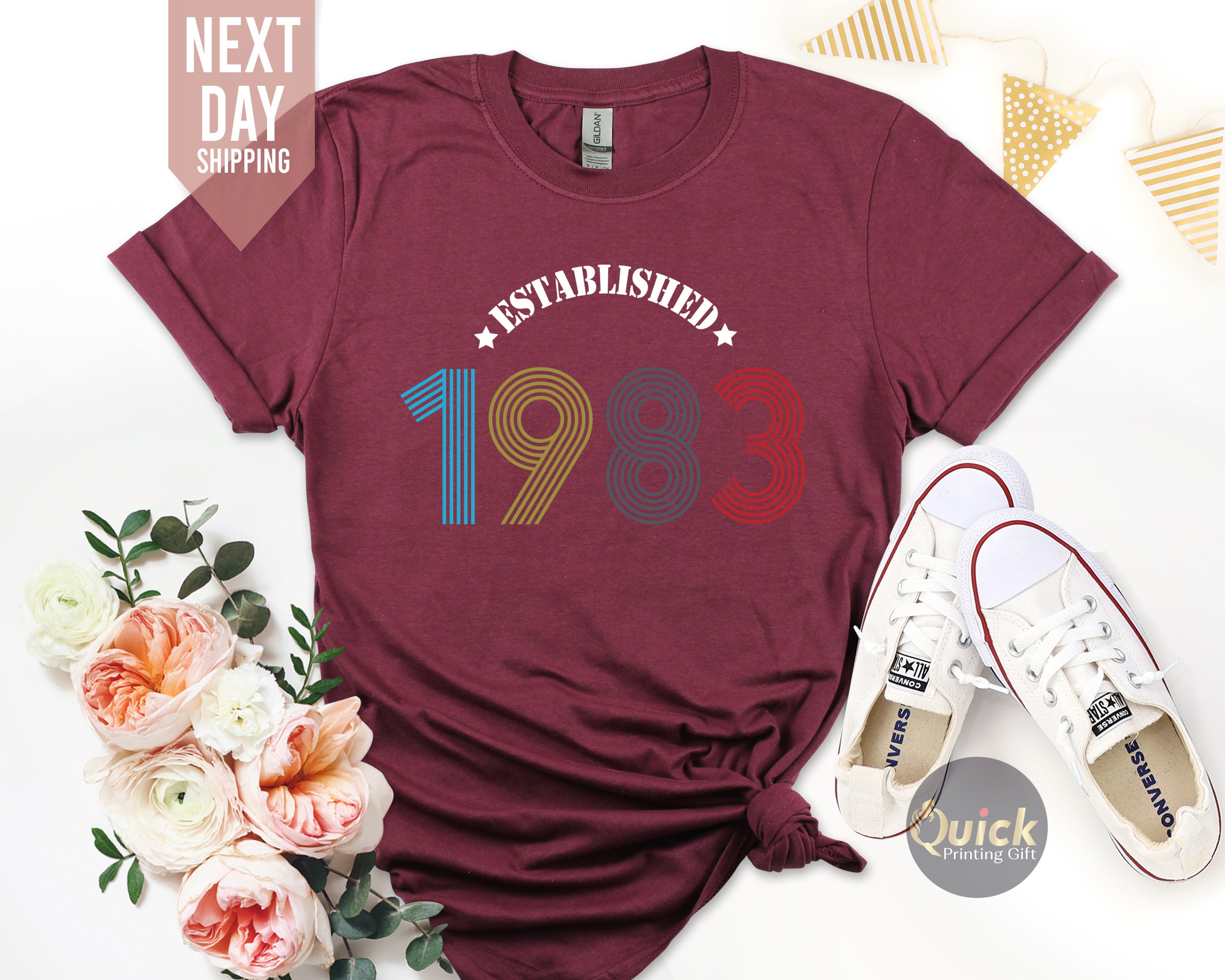 Discover 40th Birthday Ladies Shirt UK, Vintage 1983 Birthday Shirt, 40th Birthday T-Shirt