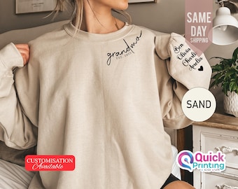 Personalized Grandma Sweatshirt: Custom Name Sleeve, Est Year