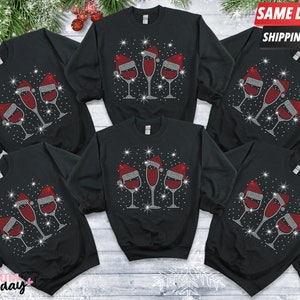 KERST WIJN Sweatshirts Wijn herten Rendieren Rode Wijn Minnaar Kerstmuts Kerstfeest Mannen Vrouwen Vakantiecadeau Kostuum Jumper