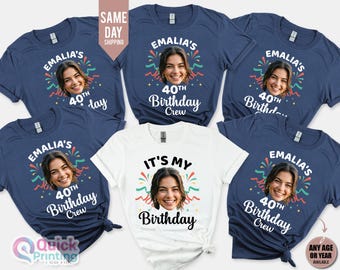 Custom 30th Birthday Photo T-Shirts: Matching Party Group Shirts, 1996 birthday t-shirt, Face Shirt, 1986 Birthday shirt 2026, Happy Faces T
