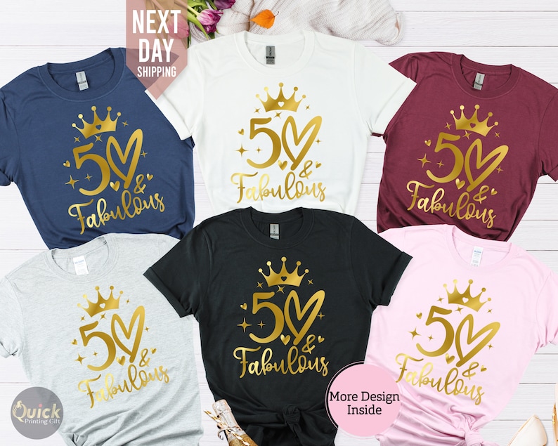 Custom Birthday Gift Tshirt UK, 50th Birthday Queen Tshirt, Birthday Squad Crew Shirt, Vintage Birthday Shirt, 50th Birthday Gift for Women FABULOUS