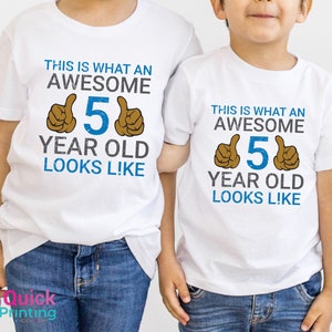 Top à un look génial, chemise 5e anniversaire, chemise d'anniversaire tous prénoms et âge, tenue 5e anniversaire fille garçon, cadeau 5e anniversaire Royaume-Uni