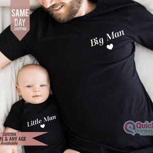 Big Man Little man Shirts, Matching Dad and son Tops, our 1st Father&#39;s day T-shirt, Dad and baby Set, new dads gift for fathers day Big Man