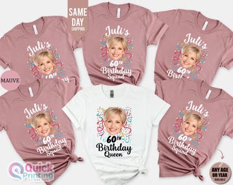 Personalized 30th Birthday Photo Shirt Custom Face Party Tee, Custom 40th Birthday Photo Shirt: Matching Party Group Shirts