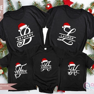 Camiseta con el alfabeto navideño, idea personalizada para regalos navideños, camiseta Merry Xmas 2024, camiseta navideña con el nombre de la familia, camiseta personalizada navideña con letras de la A a la Z