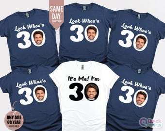 Look Who's Fifty, Custom 50th Birthday Photo Shirt, 50th Birthday Group Shirts, Turning 50 Birthday Custom Face Shirt, Personalised T-shirt