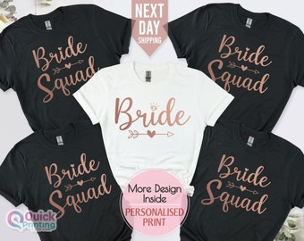 Bride Squad Tshirt, Bachelorette Party Shirts, Hen Party Wedding Party Tshirt, Personalised Hen Party T Shirts, Bridal Party Shirts 2024