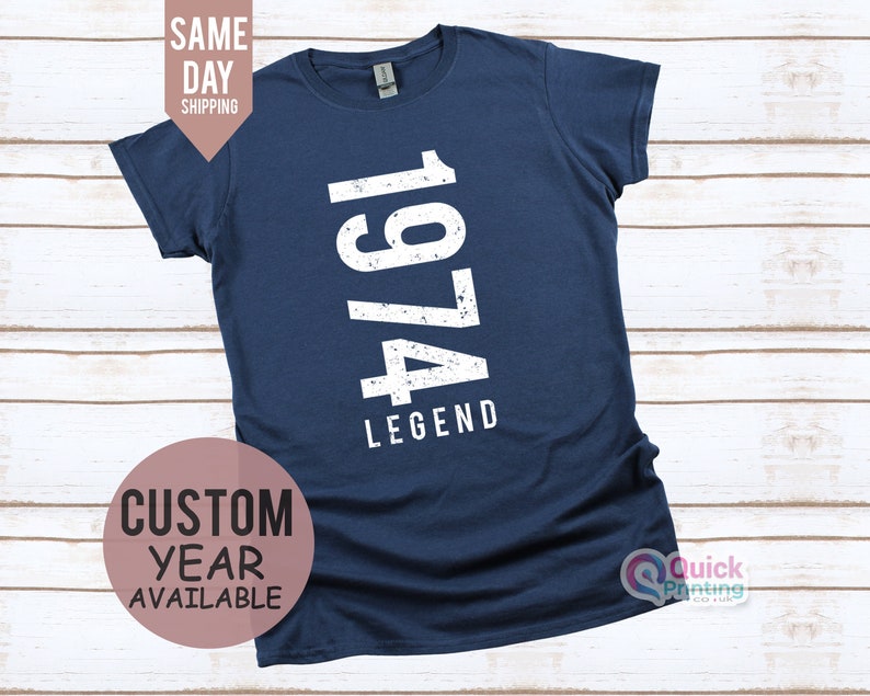 Men Birthday Tshirt, Legend Since 1974 Men's T-Shirt, 50th Birthday Gift For Men Him Dad Husband 50 Year Old Man, Custom Tshirt 2024 Fathers image 1