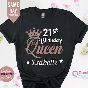 Cadeau personnalisé 21e anniversaire pour elle, t-shirts de fête d'anniversaire pour dames filles, cadeau d'anniversaire personnalisé pour amis, chemise d'anniversaire pour femme