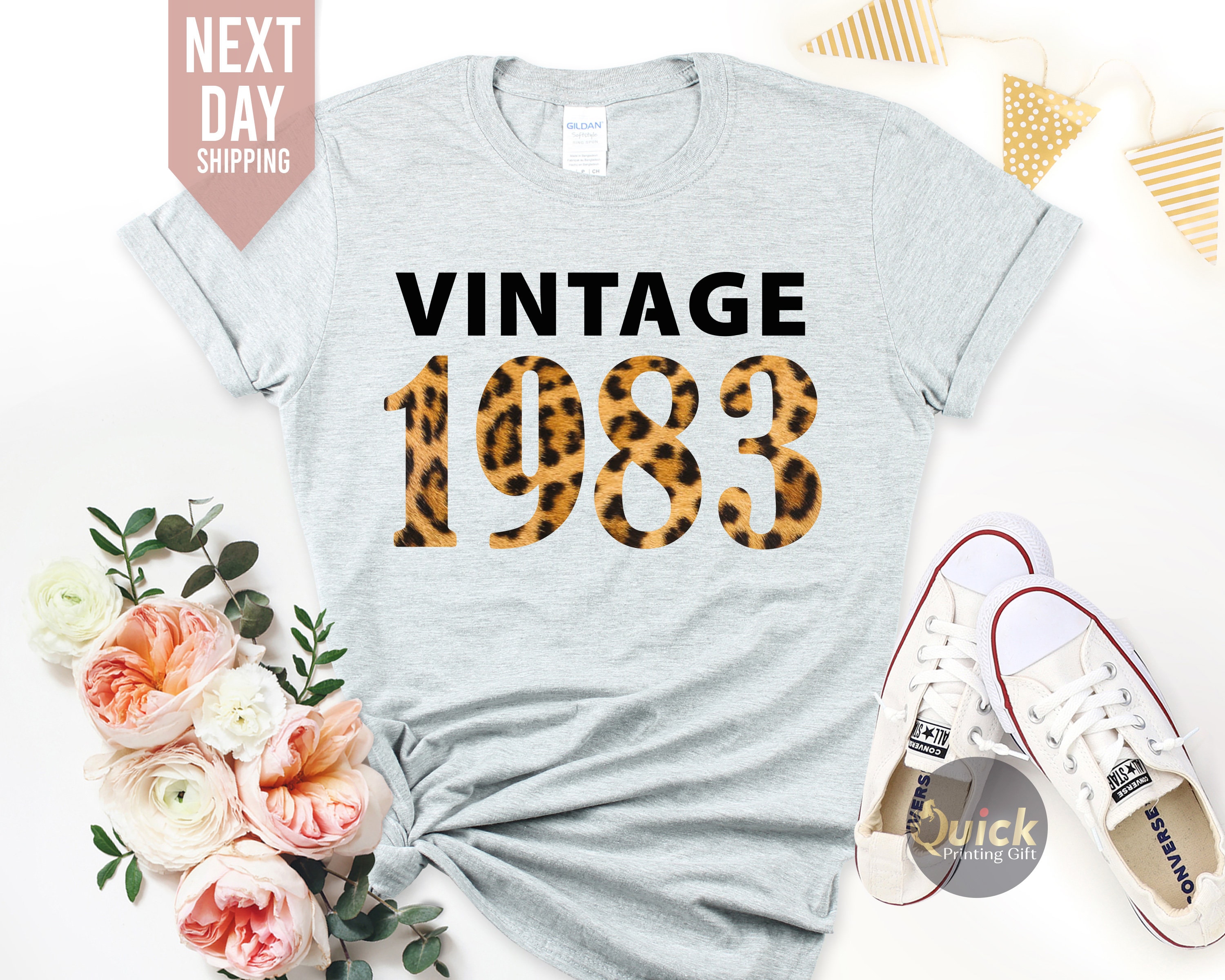 Discover Ladies Limited Edition 1983 TShirt 40th Birthday Leopard Print Birthday T-Shirt