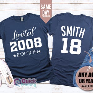 Personalized 18th Birthday T-Shirt: 2008 Edition, Custom Name, Happy Birthday shirt 2026, 18th Birthday shirt