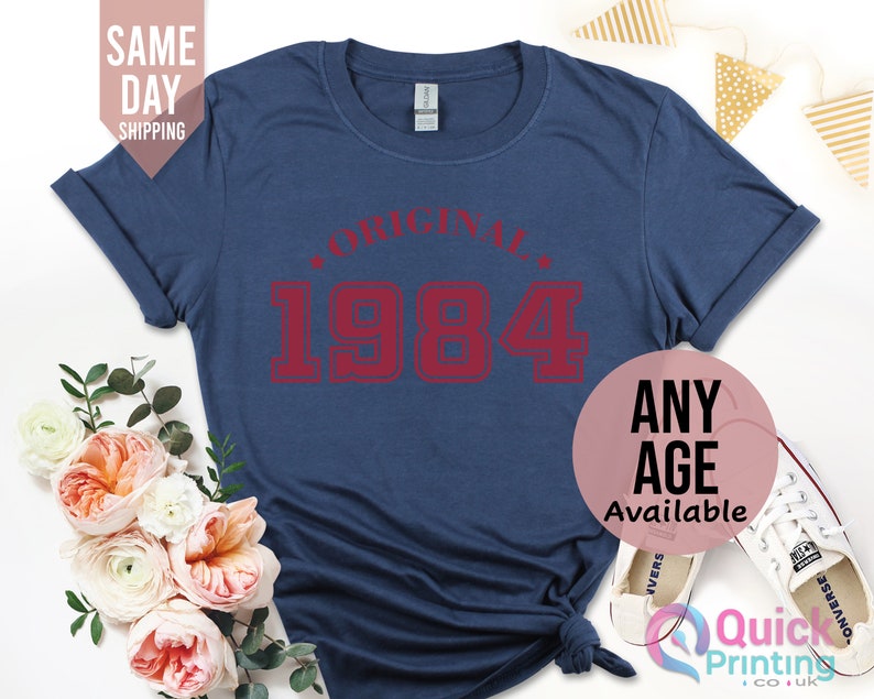 Original 1984 Birthday Shirt for Women, 40th Birthday Tshirt Gift, Vintage 1984 Birthday Shirt, 40th Birthday Tshirt, Birthday Gift for Mum Navy Blue