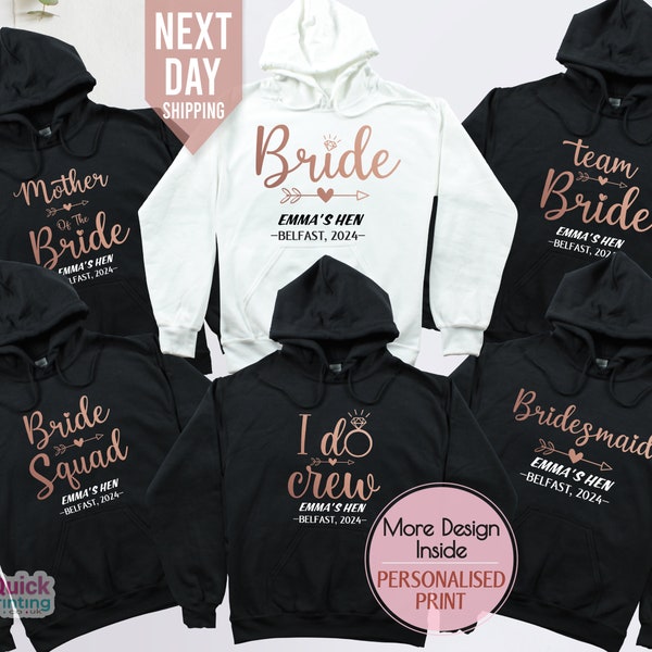 Bachelorette Party Hoodie, Bride Gift Team Bride Jumper, Hen Party Wedding Party Top, Personalised Hen Party T Shirts, Bridal Party Hoodies