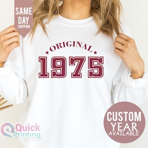 Suéter vintage de aniversário de 1975 para mulheres e homens, suéter de aniversário de 50 anos, presente de aniversário de 50 anos para mulheres, presente de Natal para mamãe e papai, suéter feminino