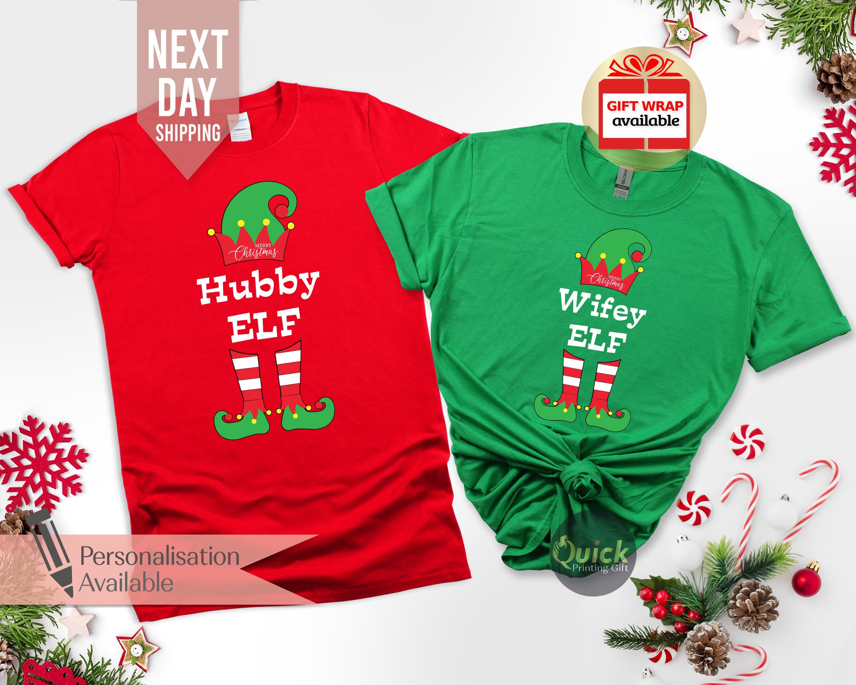 hubby and wifey christmas shirts