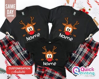 Custom Reindeer Family Christmas Pajamas Set: Matching Cotton Flannel Pyjamas