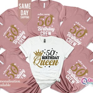 50 birthday crew, Birthday Party Group Shirt,50th Birthday Queen, 50th birthday party shirts, girls 50th birthday tshirts, 1975 Birthday T