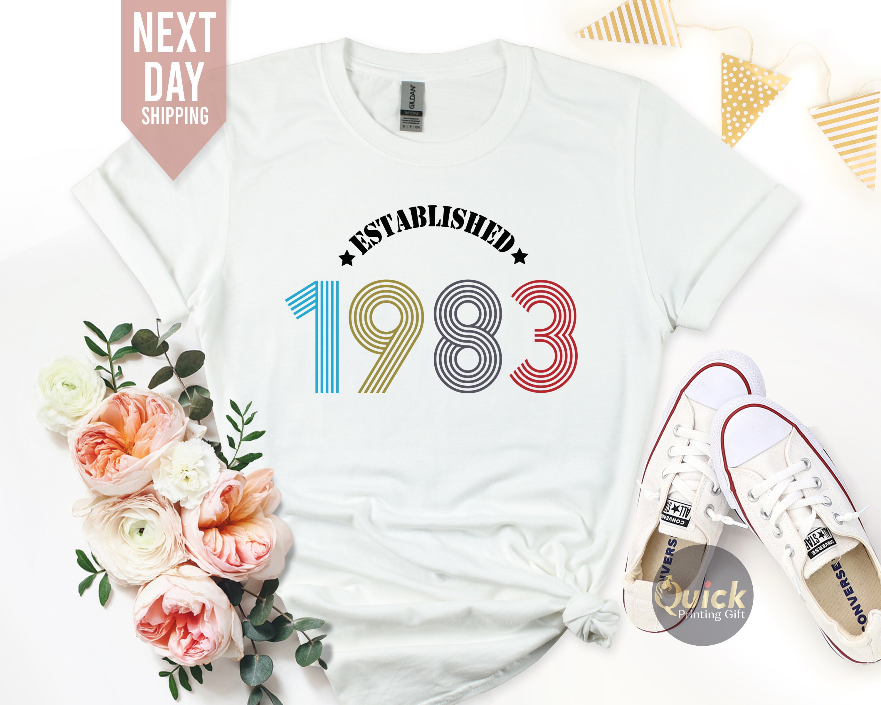 Discover 40th Birthday Ladies Shirt UK, Vintage 1983 Birthday Shirt, 40th Birthday T-Shirt