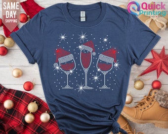 Wine Glasses Santa Hat Christmas Tee Funny Wine Lover Gift T-Shirt Wine Glasses Santa Hat Christmas Tee Funny Wine Lover Gift T-Shirt