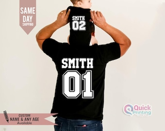 Personalised Father&#39;s Day Football t-shirts, Dad son matching, Dad And son shirt, Christmas gift 2025, matching Funny Dad Son Printed Back T