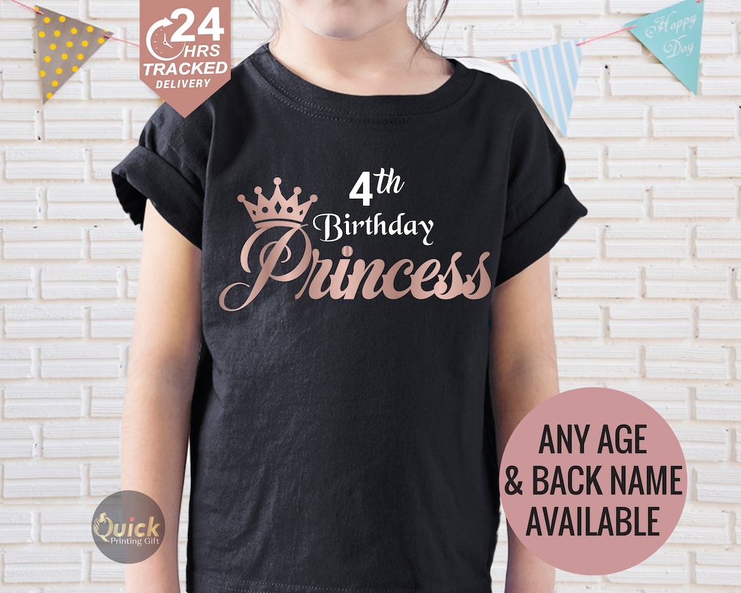 Buy Personalized 4th Birthday Princess Shirt: Rose Gold Print Cotton Tee  Online in India - Main Image