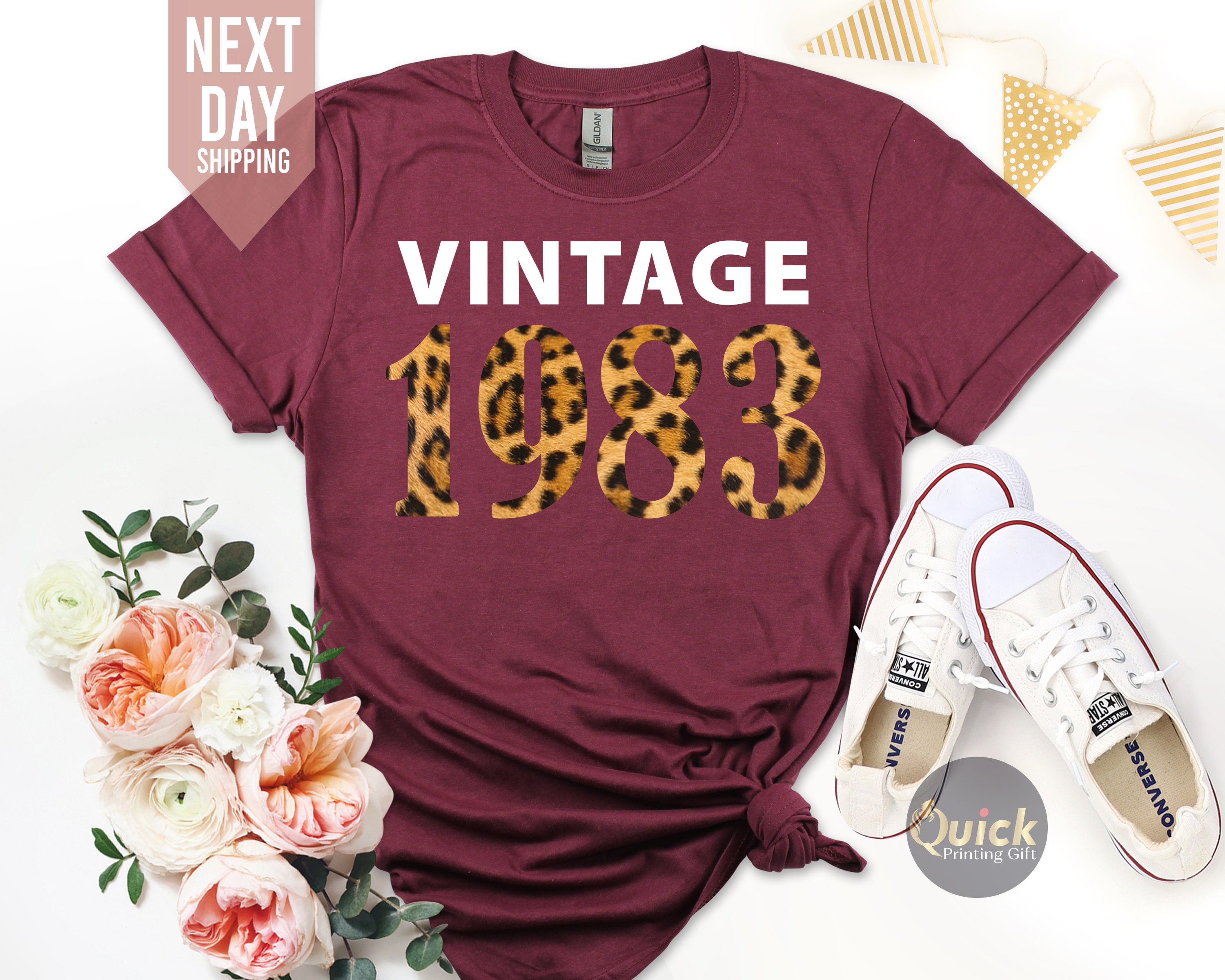 Discover Ladies Limited Edition 1983 TShirt 40th Birthday Leopard Print Birthday T-Shirt