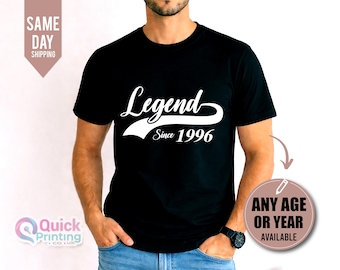 Legend Since 1996 T-shirt: 30th Birthday Gift, Custom Name, Legend