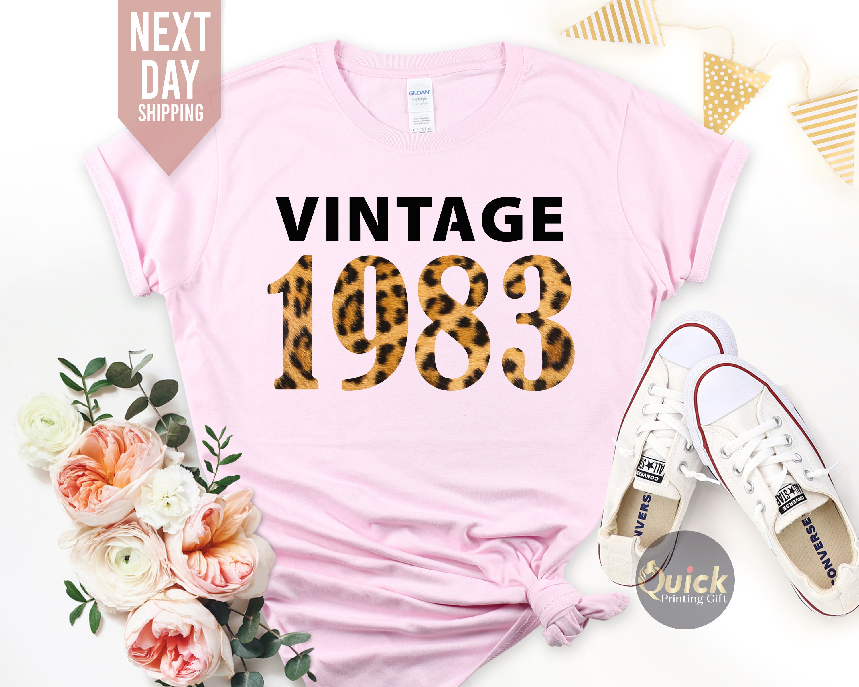 Discover Ladies Limited Edition 1983 TShirt 40th Birthday Leopard Print Birthday T-Shirt