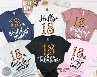 18th Birthday Squad Shirts, 18th Birthday Crew Shirt for Girls, 2006 Leopard Print Birthday Party Shirts, Chapter 18 Group Shirts
