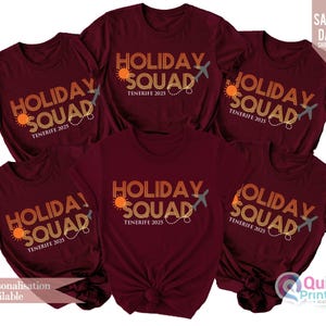 Matching Family Holiday T-Shirts: Holiday Squad 2025, Personalized Group Vacation Shirts image 8
