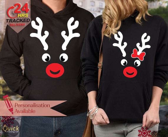 Renos Sudadera NavideÃ±a Pareja Jersey De Navidad Rojo Parejas