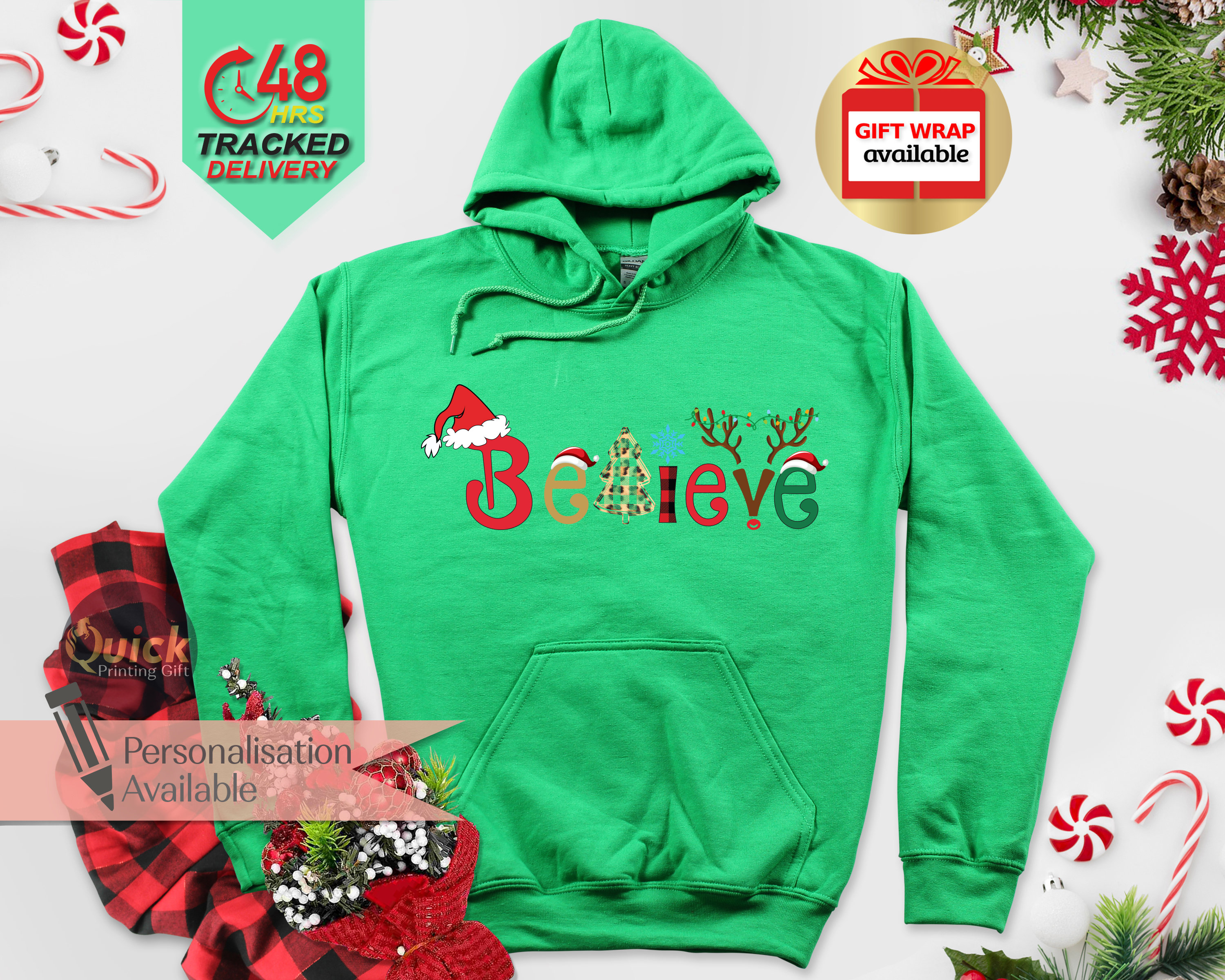 Discover Believe Christmas Hoodie, Funny Christmas Hoodie