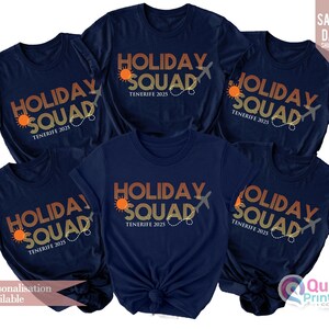Matching Family Holiday T-Shirts: Holiday Squad 2025, Personalized Group Vacation Shirts image 7