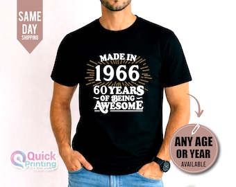 Made in 1966 60th Birthday T Shirt, 60th Birthday Gift For Men, Husband Birthday Tee, Sixty gift ideas, Birthday Shirts,50th Birthday tee