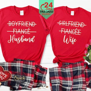 Bijpassende pyjama's voor koppels, manlief en vrouw Cadeaus heren en mevrouw marineblauwe tartan koppels bijpassende pyjama's voor heren Jubileum huwelijkscadeau