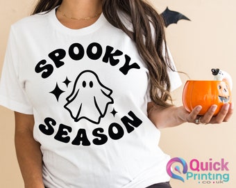 Spooky Season tshirt, GHOST Halloween T shirts, kids halloween tshirt, Halloween Spooky T Shirt, Ladies  Ghost Tee, Ladies Ghost Tee 2023