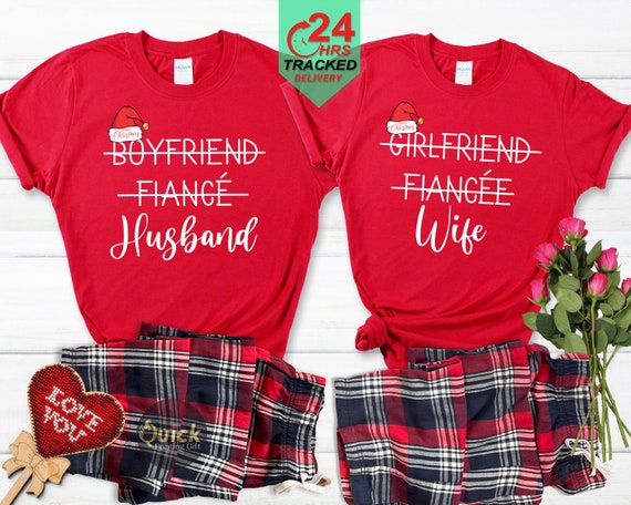 Couple Christmas Pyjamas Hubby Wifey Matching Pyjamas Mr and