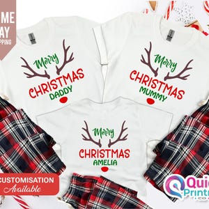 Camiseta navideña personalizada a juego para toda la familia, camiseta navideña 2024, camiseta para niños, primer atuendo navideño, camiseta navideña para mamá, papá, hermanos