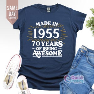 Gemaakt in 1955 70 jaar bestaan T-shirt, 70e verjaardag T-shirt Shirt T-shirt, verjaardagscadeau voor mannen, gelukkige verjaardag T-shirt, T-shirt verjaardagscadeau
