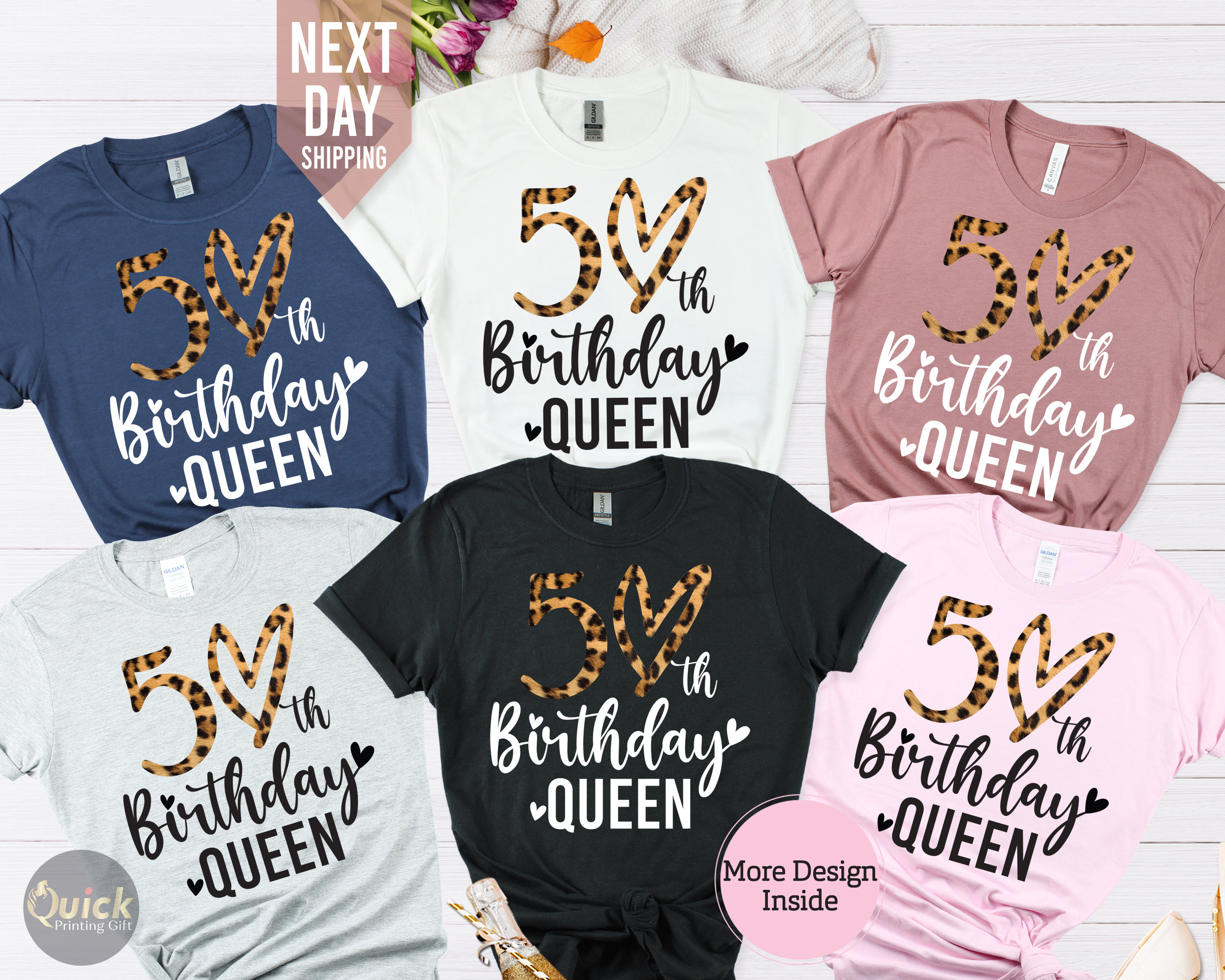 50th Birthday Shirt: Leopard Print, Group Party Tee, Ladies