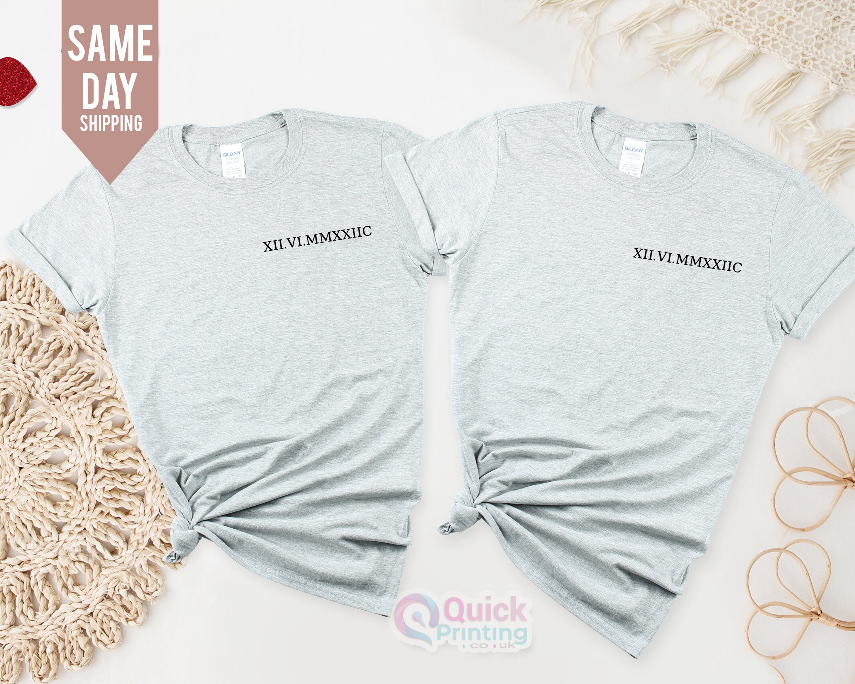 Custom Roman Numeral T-shirts, Roman Numeral Date Gifts for Couples,  Custom Roman Numeral Matching Shirt, Anniversary Date, Est Year 2024