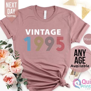 Camiseta de aniversário de 30 anos, camiseta vintage de aniversário de 1995, presentes de aniversário de 30 anos para mulheres, camiseta vintage de presente de aniversário de 2025, presente de aniversário para a mãe