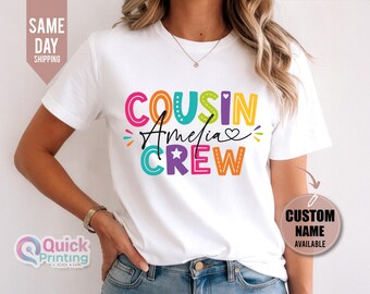 Personalised Cousin Crew T Shirts 2026, Matching Family Reunion T-shirts, Custom Kids Holiday Tops, Matching Cousin Outfits, Holiday Clothes