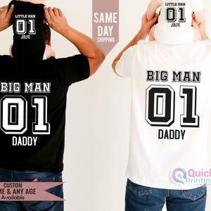 Big Man Little Man Shirt, Big Man Little Man Personalised Father's Day Dad and Son Matching Shirts, Baby Toddler T-shirt, Dad Printed Back T